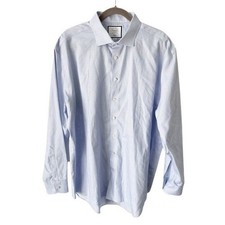 Charles Tyrwhitt Shirt Men's 18/37in. Light Blue Printed 100 Cotton Dress Shirt