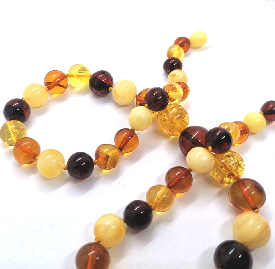 Autentica collana naturale di perline d'ambra del Baltico perline rotonde... - Immagine 2 di 4