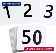 50Pcs Table Numbers 1-50, 3.7x4 Inch Plastic Table Numbers Place Cards  Double