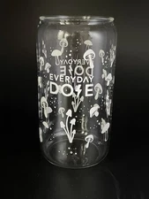 Everyday Dose Mushroom Iced Coffee Glass 16 Oz Fungi Shroom Lovers Cup New w/Box