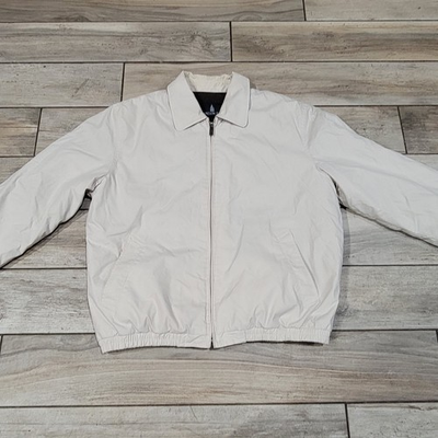 #ad London Fog XL Mens Khaki Bomber Jacket Zip in Quilted Liner VTG $20.00