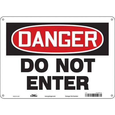 CONDOR 472M78 Safety Sign,10 inx14 in,Polyethylene 472M78