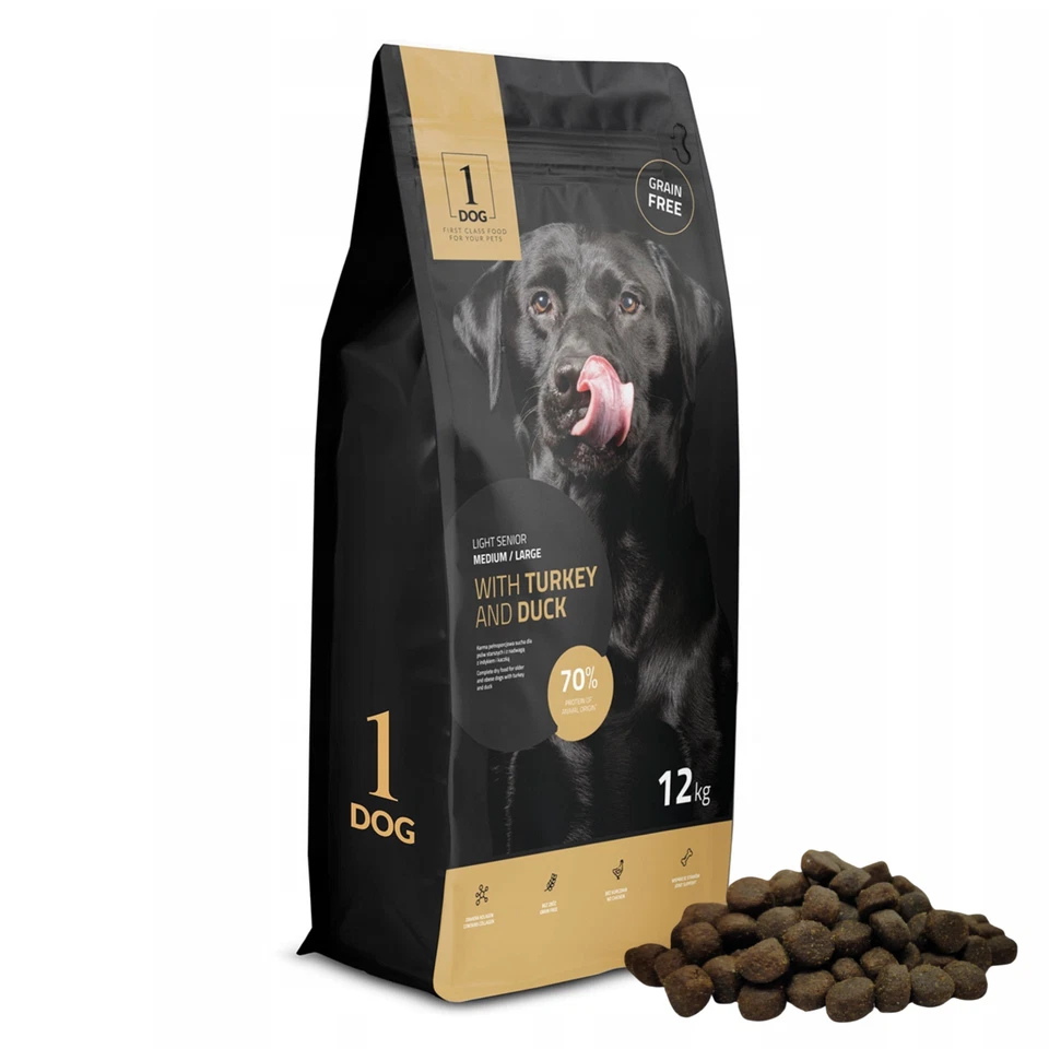 Hundefutter Trockenfutter Getreidefrei für ältere Hunde mit Pute Ente 12kg 1DOG - Bild 4 von 4