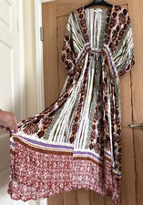 NEXT Cream, Brown & Green Print Kaftan Style Cover Up, Size L/XL, 18-20