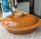 New ListingVTG Hull Orange Drip Glaze Casserole Dish With Lid Oven Proof USA Stoneware