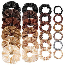 24 Pcs Hair Ties Scrunchies for Women Big Satin Scrunchie for Girls Seamless Ela