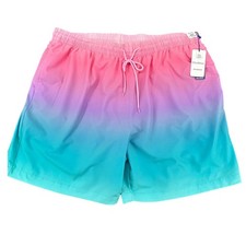 NEW Caribbean Swimwear Mens 3XB Pink Ombre Gradient Swim Trunks 6 Inch Inseam