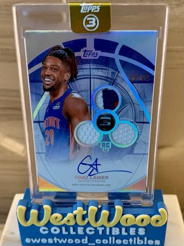 Chaz Lanier 2025-26 Topps Three Rookie 3 Patch Auto /49 #RPV-CL RC Pistons SP