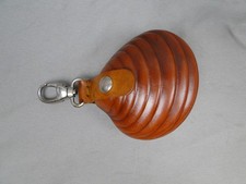 Handmade Leather Clamshell Coin Purse Belt Loop Keychain Pouch Brown