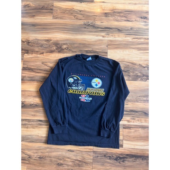 Vintage Pittsburgh Steelers 2005 AFC Champions Super Bowl XL Long Sleeve Shirt M