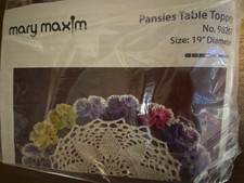 Mary Maxim Pansies Table Topper Kit #98207 19”Diameter Crochet Pattern