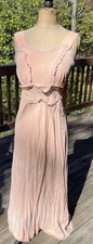 1930’s 40’s Pink Rayon Slip Lace,Empire Bodice, Bias Cut