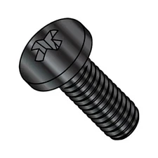 #10-24 x 5/16 in Phillips Pan Machine Screw, Zinc Black Steel, 9000 PK,