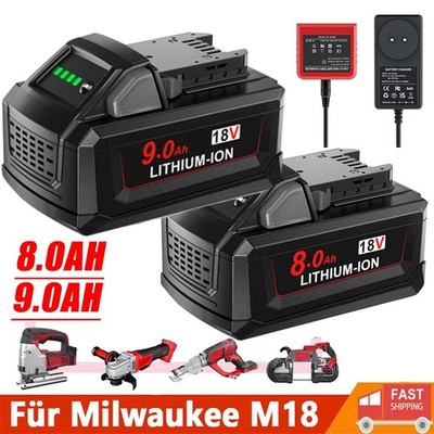 Für Milwaukee Für M18 High Output Akku 18V XC 8,0Ah 9,0Ah 48-11-186 Ladegerät DE