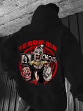 Men's Horror Clown Circus Graphic Hooded Sweatshirt - TERRIFIER Print, Loose Fit