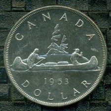 1953 NSF QEII Silver Dollar, High Grade, Gloss Original Lustre, Cameo  T4