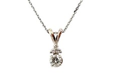 Diamond Pendant Necklace Round Brilliant .37ct 14K White Gold