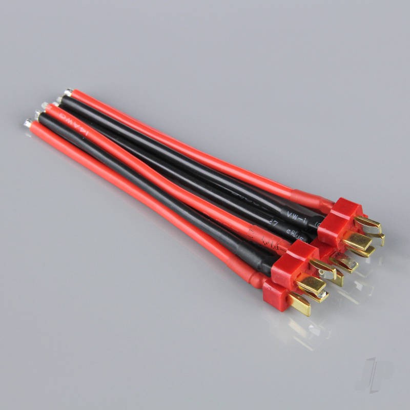 Radient Pigtail Connector Pack, Deans, Male, 4in Lead, 14AWG, 100mm (5pcs)