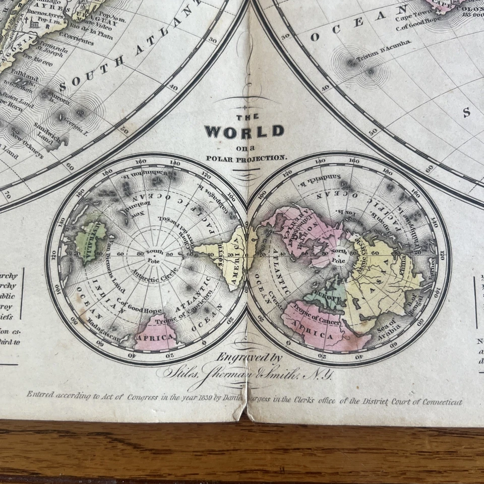 Antiguo Original 1839 David Burgess Mapas de Estados Unidos y el Mundo Lote de 13 Mapas Foto 4 de 4