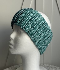 Crochet Headband One Size Ear Warmer Blue Multicolored Fall Winter Handmade
