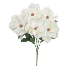 Artificial Silk White Magnolia Bush 19 Inch Faux Flower Plant for Indoor Home