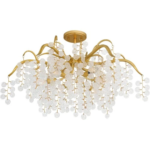 Gold Leaf Six Light Semi-Flush Mount from the Maple Collection - Picture 4 of 5