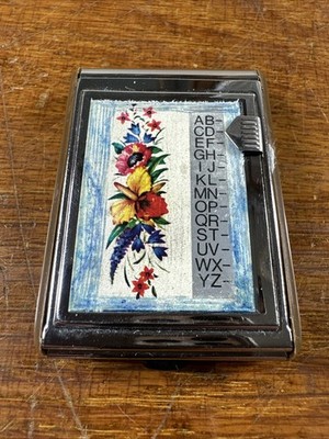 Miniature Pocket Flip Index Cards Book Address Phone Metal Floral Purse Vintage