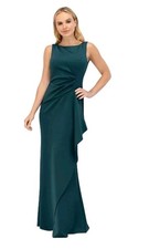 $188 Eliza J Ruched Cascading-Ruffle Gown Sz 10 Green NWT Party