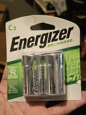NEW SEALED! Energizer Rechargeable C Batteries NiMH 2500 mAh Pre-Charged 2 count