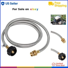 Stainless Steel Braided Propane Adapter Hose 4 ft for 1 lb to 20 lb Tank