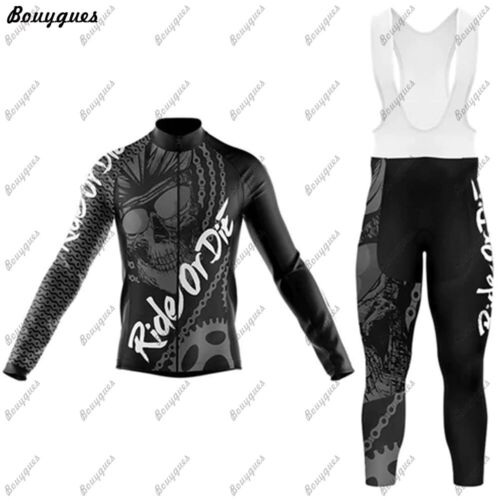2023 New Skull Winter Fleece Pro Cycling Jersey Set Mountian Bicycle Clothes - Afbeelding 1 van 4