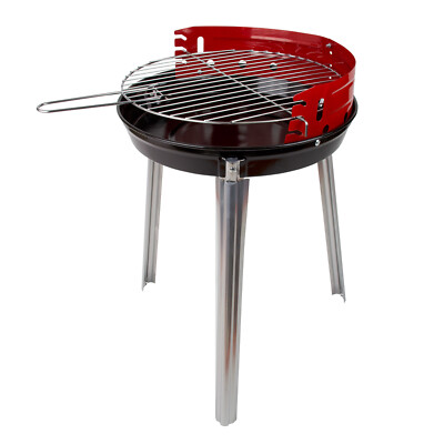  Holzkohle Rundgrill Standgrill Dreibein Grill Barbecue BBQ ''Lyon'' Ø 34 cm rot 