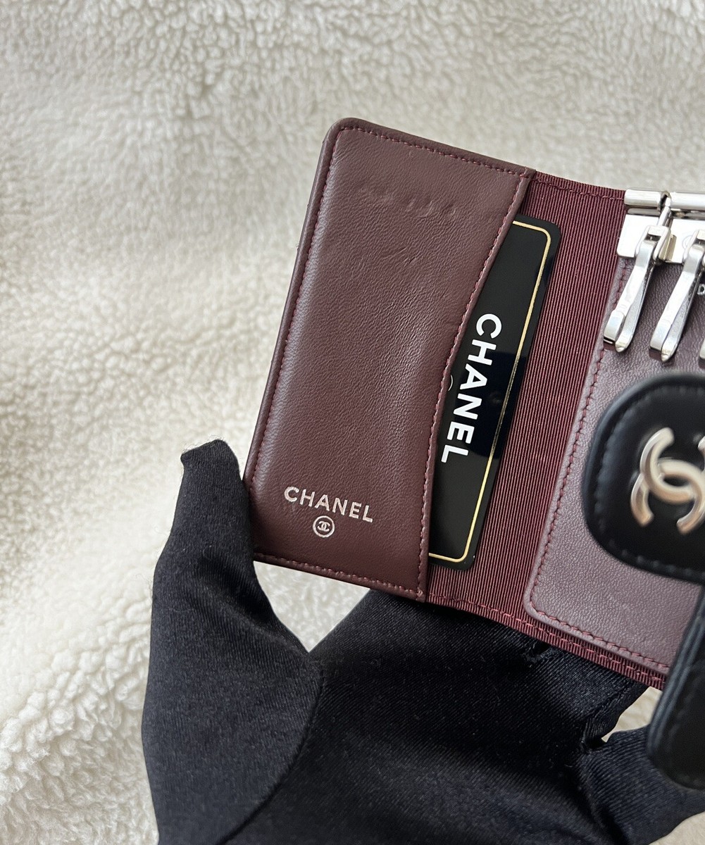 Auth Chanel Classic Flap Black Lambskin 4 Ring Key Holder w Auth Chanel Classic Flap Black Lambskin 4 Ring Key Holder w