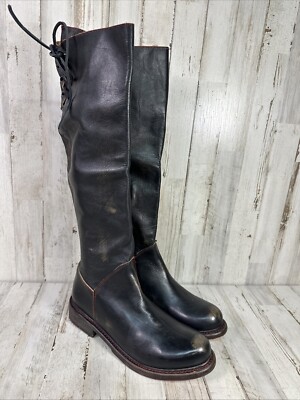 Bed Stu Manchester Tall Knee Leather Back Lace Side Zip Riding Boots ...