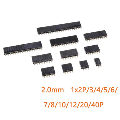 Buchsenleiste 2.0mm Pitch Weiblich Pin Header Einreihig 1x2 bis 1x40 Pins