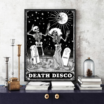 Death Disco Skelett Poster, schwarz-weiß, Death Disco Skelett Druck (67)