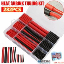 282PCS Black Red 3:1 Ratio Heat Shrink Tubing Adhesive Lined Marine Grade Wrap
