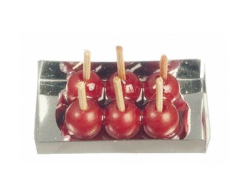 Dolls House Toffee Apples on a Tray Halloween Candy Fun Fair Accessory - Zdjęcie 1 z 8