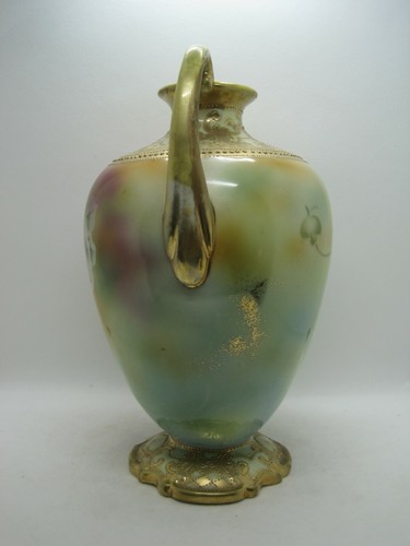 Large Antique Nippon Double Handle Porcelain Vase Hand Painted Gilded - Picture 2 of 12