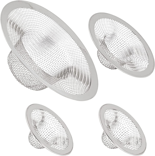 4-Pack Stainless Steel Kitchen Sink Drain Strainer, Mesh Screen Drainer and Hair