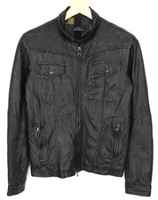 Giacca DANIELE ALESSANDRINI uomo EU 48 pelle trapuntata stropicciata full zip