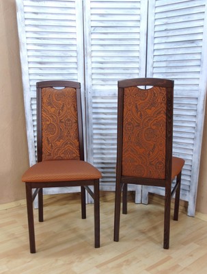 2er Set Stühle massivholz nußbaum terracotta Esszimmer ...