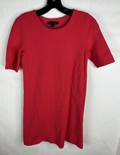 Ann Taylor Womens Dress XS Red A Line Short Sleeve Knit 100% Cotton Crew Neck