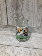 Welch’s Peanuts Glass Jelly Jar #3 Lets See If It Flies Charlie Brown Sally Kite