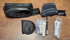 TUMI for Delta Black Amenity Kit Small Zippered Soft Travel Case Toiletry -lot c