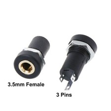 2x 3.5mm Audio Female Jack Socket 3 Pole Stereo Solder Panel Mount Adapter Nuts
