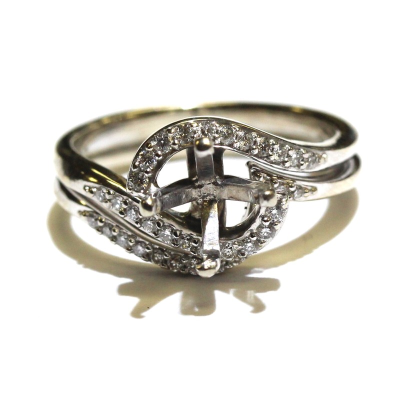 14k white gold .18ct VS1 G semi mount engagement ring 4.5g vintage size 5 estate
