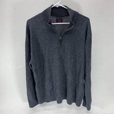 Untuckit Sweater Pullover Mens XL Gray Merino Wool Quarter Zip Mock Neck