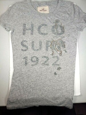 HOLLISTER GLITTER MERMAID 1922 SURF HCO Distressed Grey Womans T