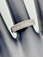 925 STERLING SILVER CHANNEL SET SQUARE CZ 5MM BAND RING SIZE 6.5 WEDDING 2076